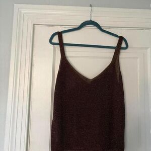 Mango chocolate brown knitted sheer sparkly top
